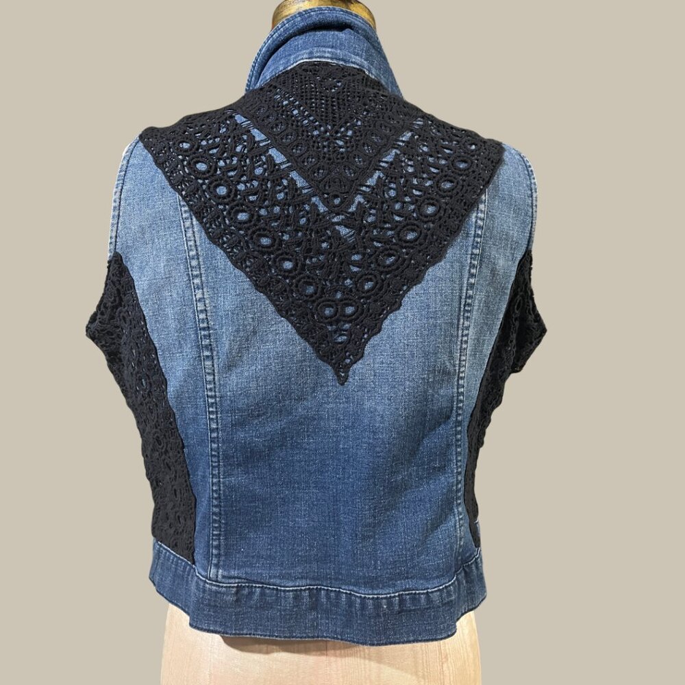 Black Lace Demin Vest